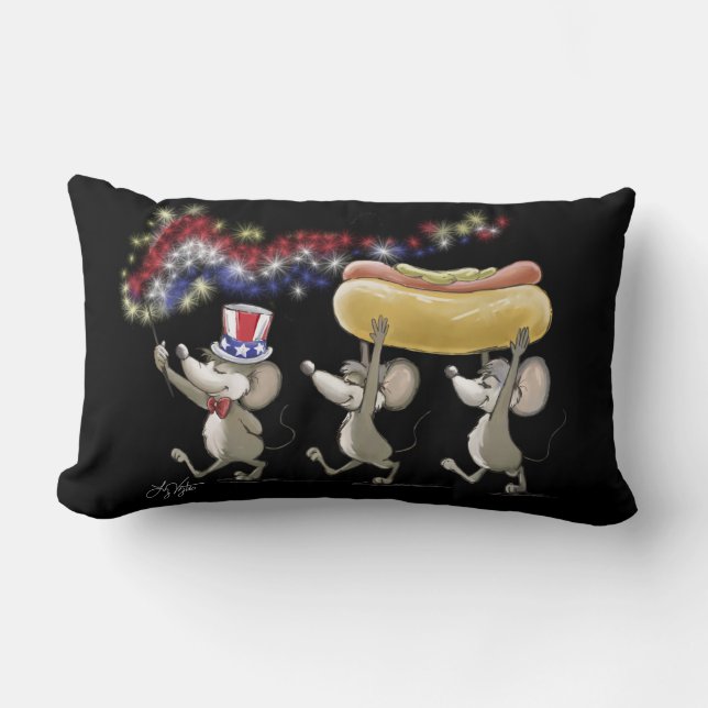 Mic, Mac et Moe's 4 juillet Night Lumbar Coussin (Recto)