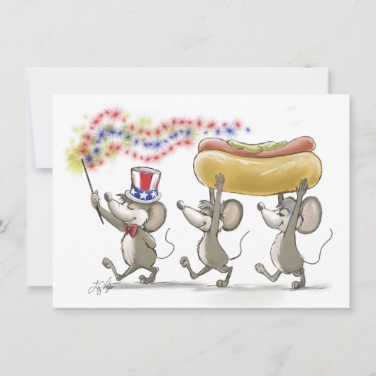 Mic, Mac & Moe's Happy 4 juillet Invitations (Devant)