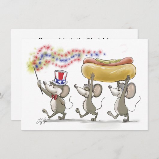 Mic, Mac & Moe's Happy 4 juli Uitnodigingen (Voorkant / Achterkant)