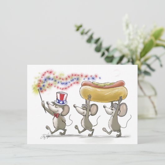 Mic, Mac & Moe's Happy 4 juli Uitnodigingen (Staand voorkant)