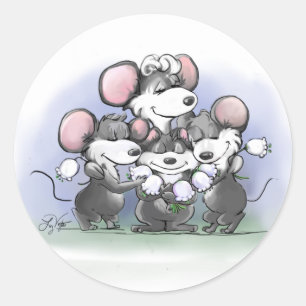 Mic, van MAC en van Moe de Gelukkige Illustratie Ronde Sticker