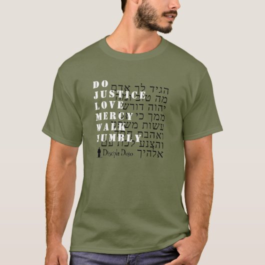 Micah 6:8 Hebreeuws T-shirt (Voorkant)