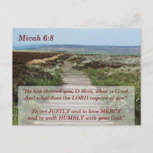 Micah 6:8 Loop nederig Bijbelvers Briefkaart