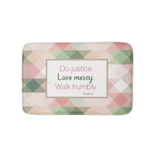Micah 6:8 Roze Diamond Geometric Bath Mat. Badmat (Voorkant)