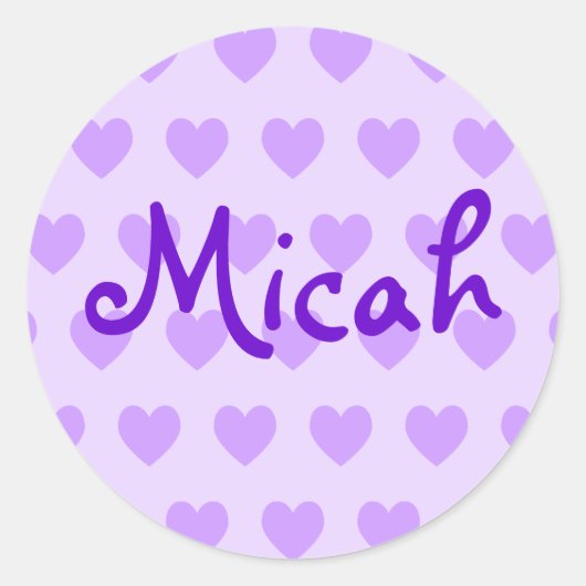 Micah in Paars Ronde Sticker (Voorkant)