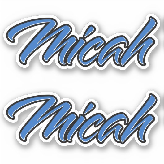 Micah Nom bleu Autocollant Autocollant Set autocol (Devant)