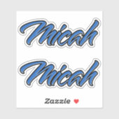 Micah Nom bleu Autocollant Autocollant Set autocol (Feuille)