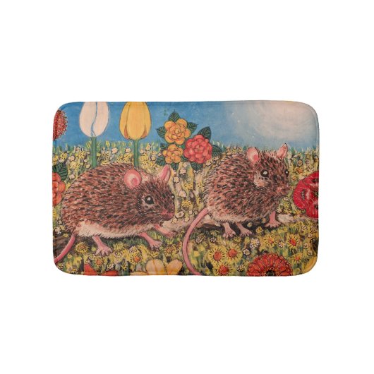 Mice And flowers Small Bath Mat (Voorkant)