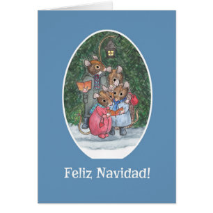 Mice Carol Singers Spanish Christmas Card