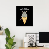 Mice Cream Funny Ice Cream Pun Dark BG Poster (Thuiskantoor)