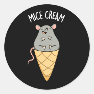 Mice Cream Funny Ice Cream Pun Dark BG Ronde Sticker