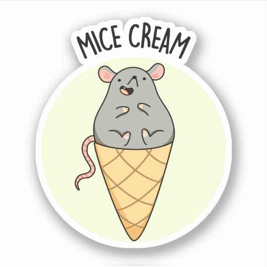 Mice Cream Funny Ice Cream Pun Sticker (Voorkant)