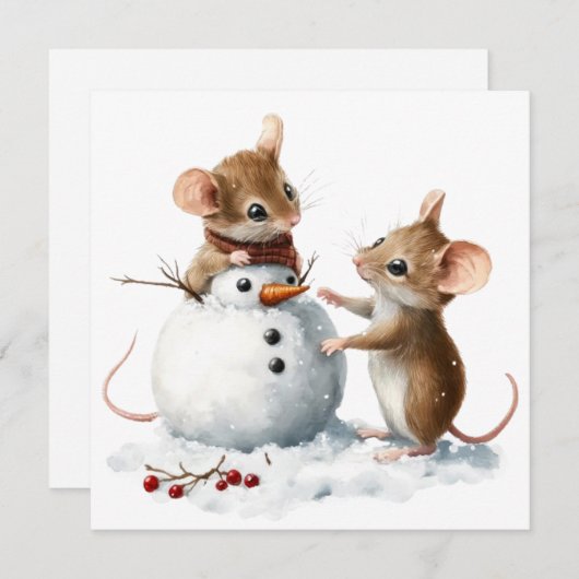 Mice Flat Christmas Kaart (Voorkant / Achterkant)