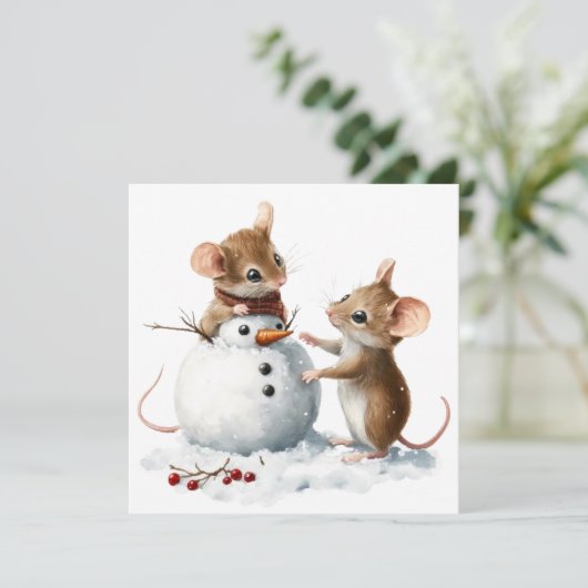 Mice Flat Christmas Kaart (Staand voorkant)