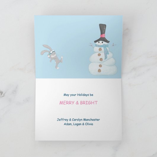 Mice Help bij het bouwen van Snowman Cute-kerstkaa Kaart (Binnen)