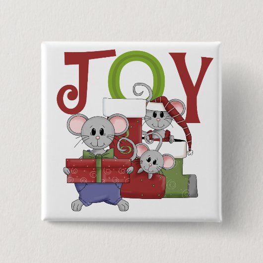 Mice JOY kerstT-shirts en cadeautjes Vierkante Button 5,1 Cm (Voorkant)