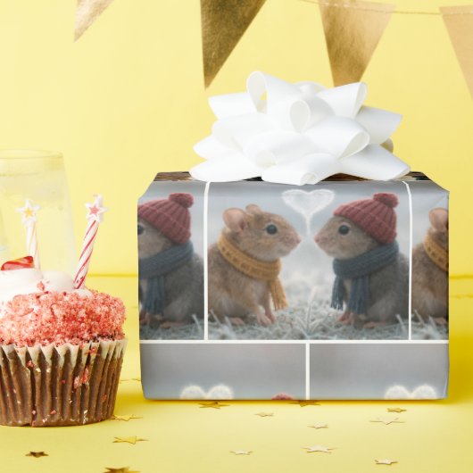 Mice With a Frosty Heart Cadeaupapier (Verjaardagsfeest)