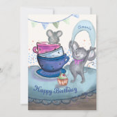 Mices amusantes en Teacup - Carte Cupcake pour sou (Devant)