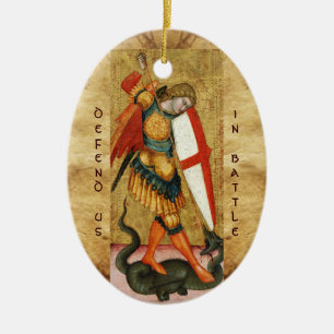 Michael Archangel en Dragon Sienese Gebed Keramisch Ornament