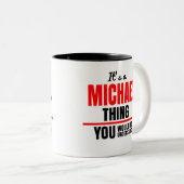 Michael dat je niet zou begrijpen tweekleurige koffiemok (Voorkant rechts)