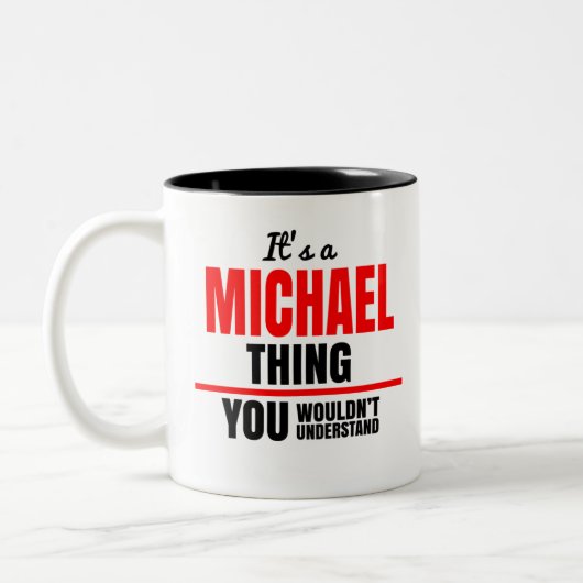 Michael dat je niet zou begrijpen tweekleurige koffiemok (Links)