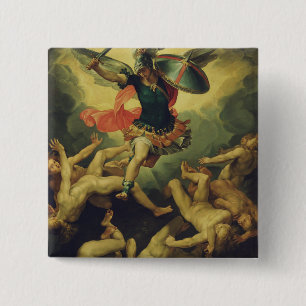 Michael en de gevallen engelen door Giuseppe Cesar Vierkante Button 5,1 Cm