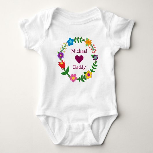 Michael Hearts Dad Elegant Flowers personaliseren Romper (Voorkant)