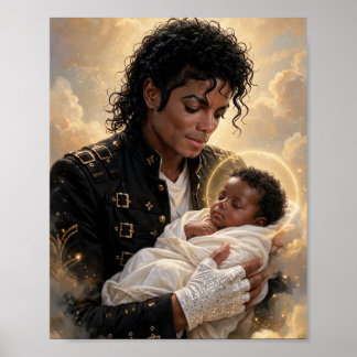 Michael Jackson Houdt Baby Jezus — Hemelse Kunst Poster