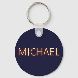 Michael Name in Ggloed Neon Lights Sleutelhanger