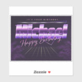 Michael Prénom lila retro Sticker (Feuille)