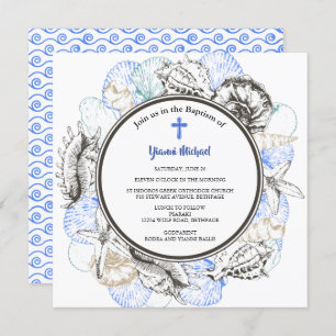 Michael Square Baptism Invitation Kaart