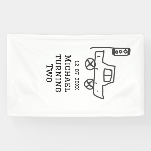 Michael turning two birthday toy car traffic light spandoek (Horizontaal)