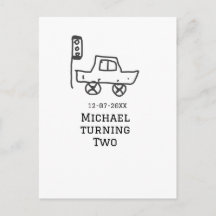 Michael wordt twee verjaardag speelgoed auto verke