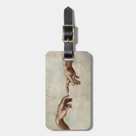 Michaelangelo overhandigt de schepping Adam God Bagagelabel (Voorkant verticaal)