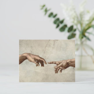 Michaelangelo overhandigt de schepping Adam God Briefkaart