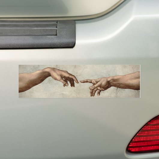 Michaelangelo overhandigt de schepping Adam God Bumpersticker (Op auto)