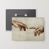 Michaelangelo overhandigt de schepping Adam God Button (Voorkant / Achterkant)
