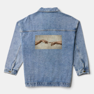 Michaelangelo overhandigt de schepping Adam God Denim Jacket