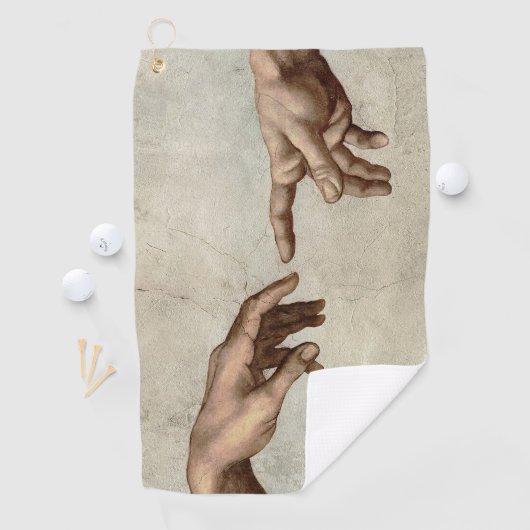 Michaelangelo overhandigt de schepping Adam God Golfhanddoek (Insitu)