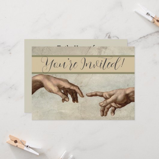 Michaelangelo overhandigt de schepping Adam God Kaart (Voorkant / Achterkant in situ)