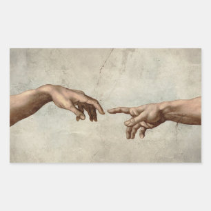 Michaelangelo overhandigt de schepping Adam God Rechthoekige Sticker