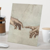 Michaelangelo overhandigt de schepping Adam God Reclamebord Met Voetstuk (Insitu)