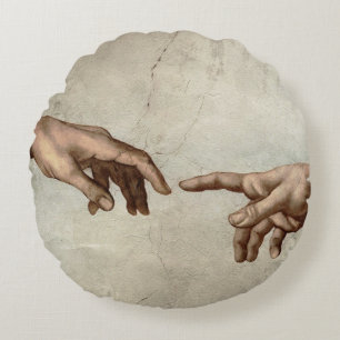 Michaelangelo overhandigt de schepping Adam God Rond Kussen
