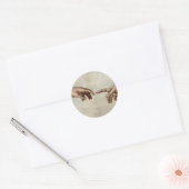 Michaelangelo overhandigt de schepping Adam God Ronde Sticker (Envelop)