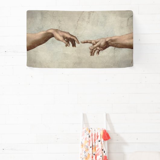 Michaelangelo overhandigt de schepping Adam God Spandoek (Insitu)