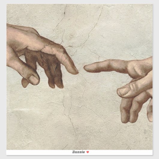 Michaelangelo overhandigt de schepping Adam God Sticker (Vel)