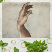 Michaelangelo overhandigt de schepping Adam God Theedoek (Gevouwen)