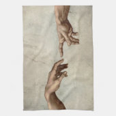 Michaelangelo overhandigt de schepping Adam God Theedoek (Verticaal)