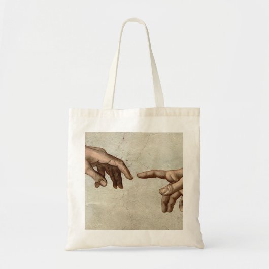 Michaelangelo overhandigt de schepping Adam God Tote Bag (Voorkant)