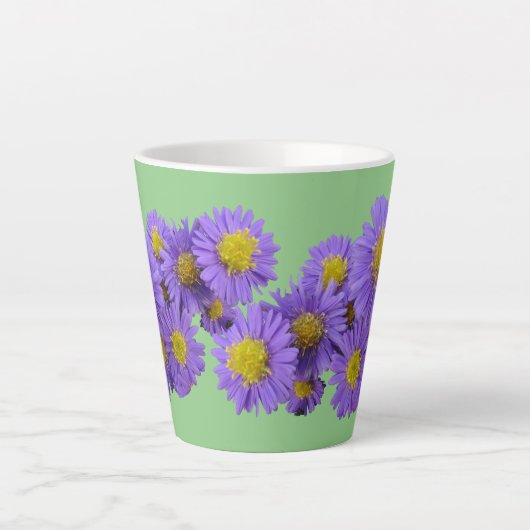 Michaelmas Daisy Cust. Green Latte Mok (Voorkant)